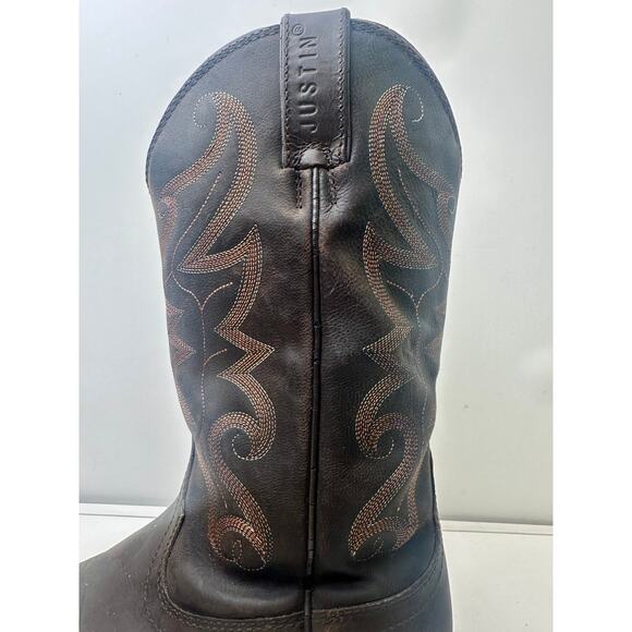 Justin Brown Leather Western Cowboy Boots Men\'s Sz 10 main image 6